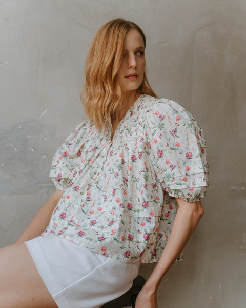 Botanical Pleated Top