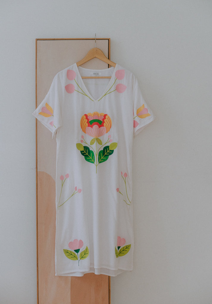 Spring Flowers Embroidered Dress (Preorder)