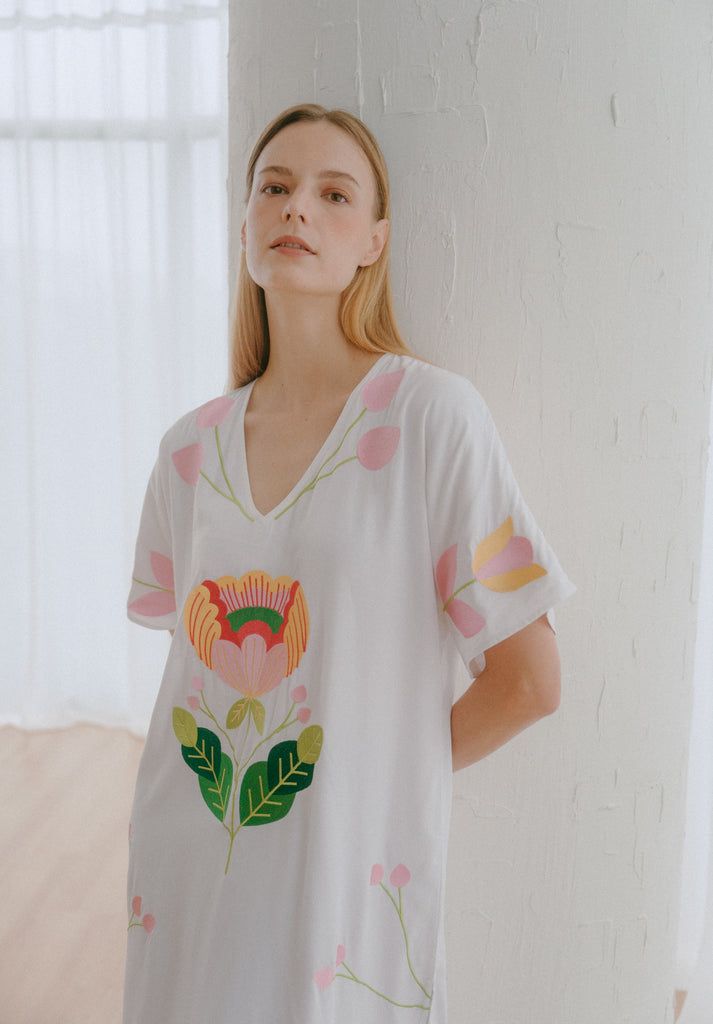 Spring Flowers Embroidered Dress (Preorder)