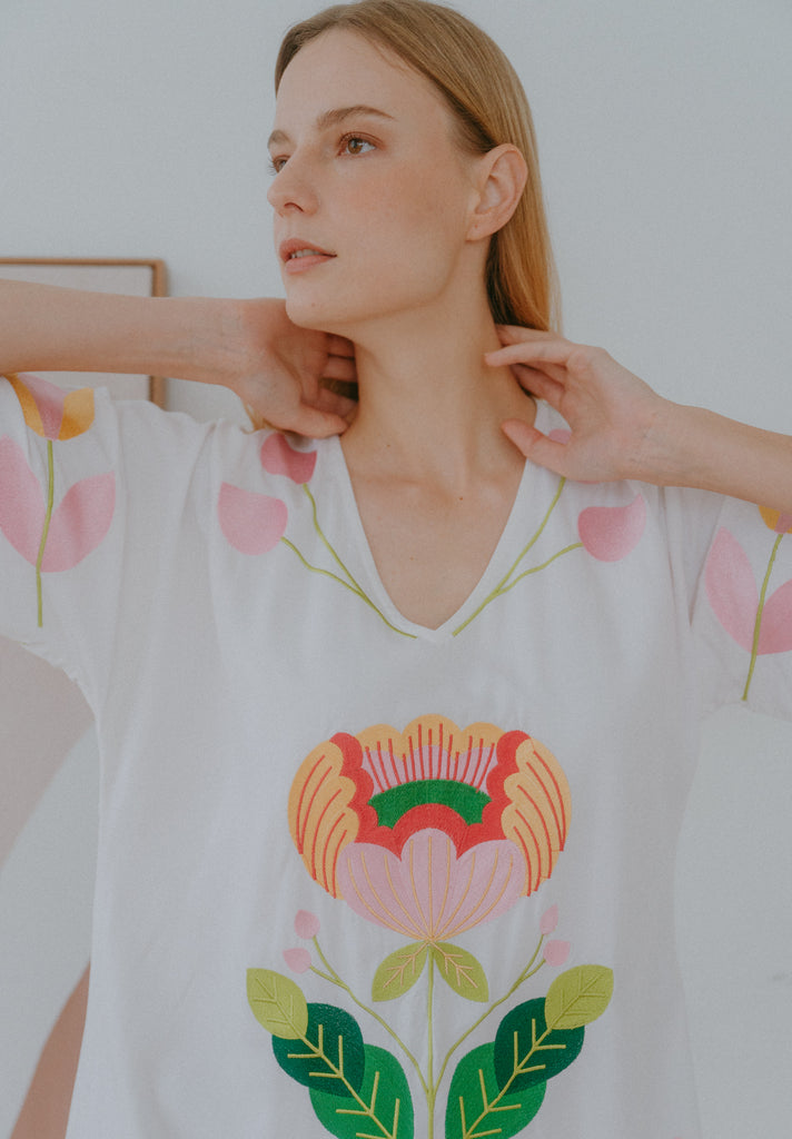 Spring Flowers Embroidered Dress (Preorder)