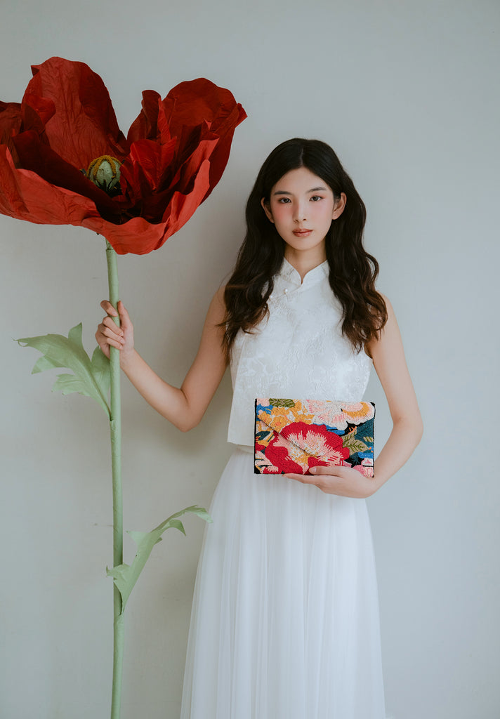 Peonies Beaded HandBag (Preorder)