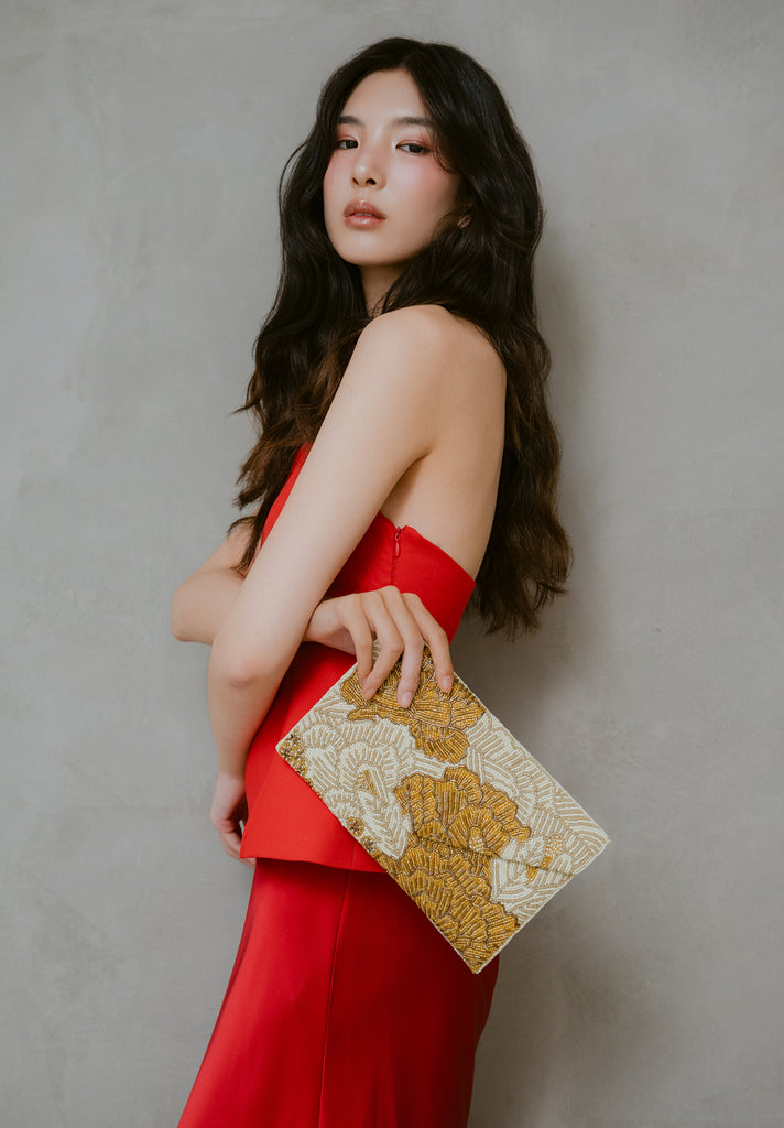 Royal Peonies Beaded HandBag (Preorder)