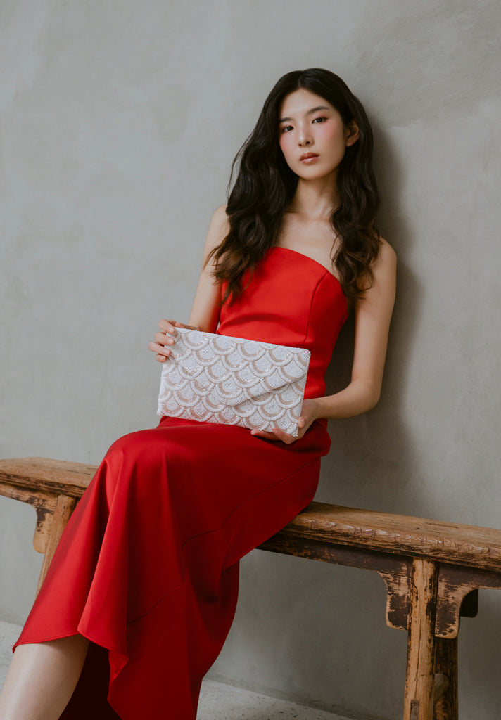 Pearled Clouds Beaded HandBag (Preorder)