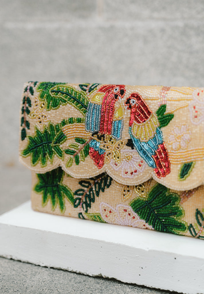 Tropical Beaded Scallop Bag (Preorder)