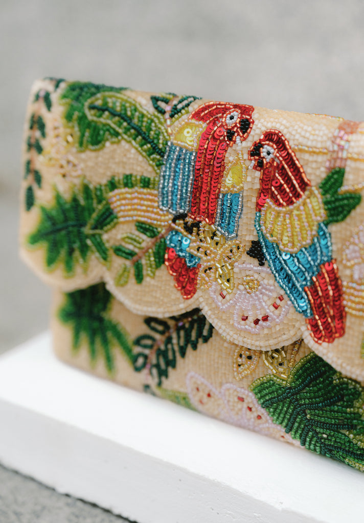 Tropical Beaded Scallop Bag (Preorder)