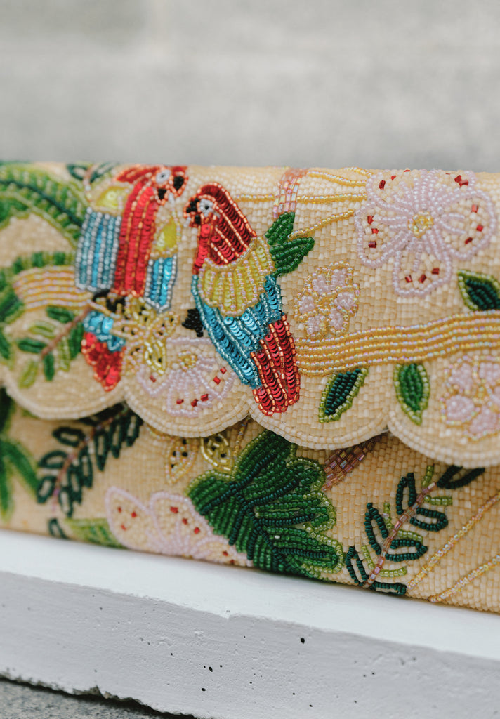 Tropical Beaded Scallop Bag (Preorder)