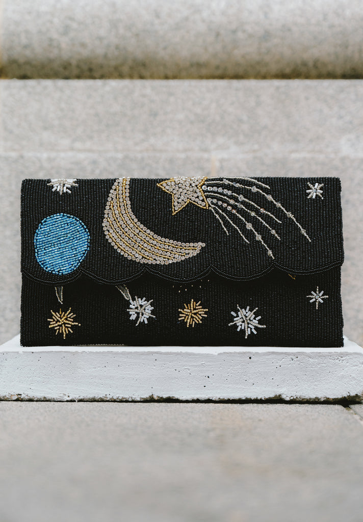 Stars and Moon Beaded Scallop Bag (Preorder)