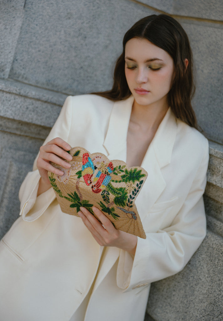 Tropical Beaded Scallop Bag (Preorder)