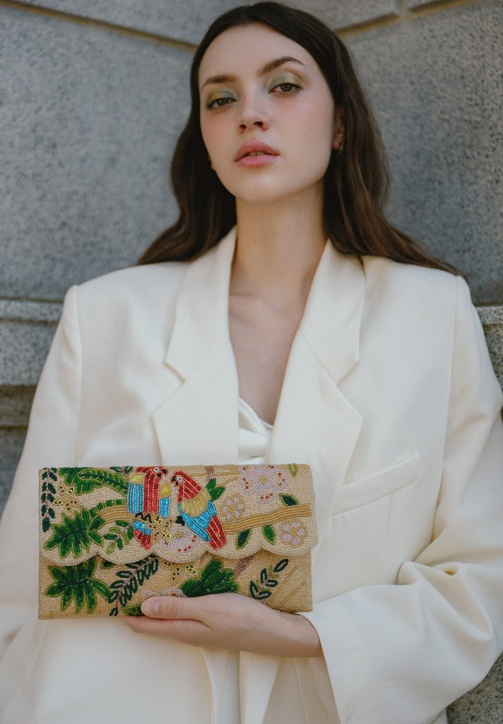 Tropical Beaded Scallop Bag (Preorder)