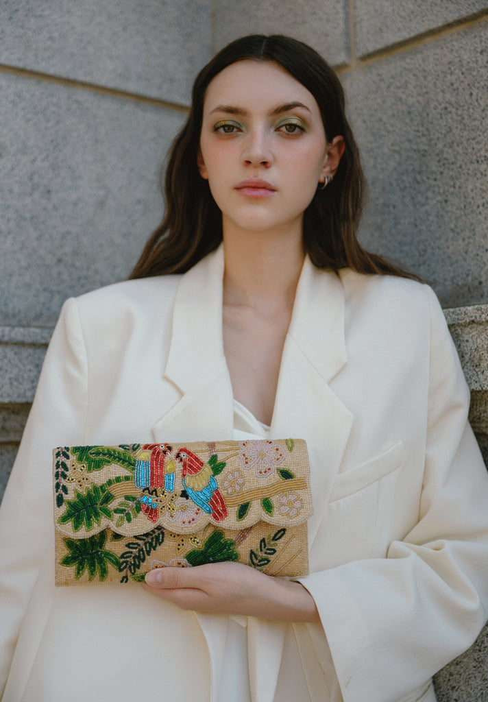 Tropical Beaded Scallop Bag (Preorder)