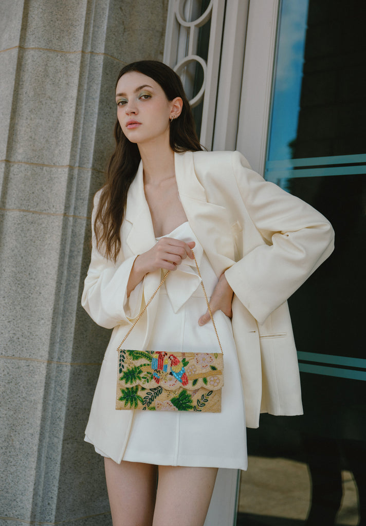 Tropical Beaded Scallop Bag (Preorder)