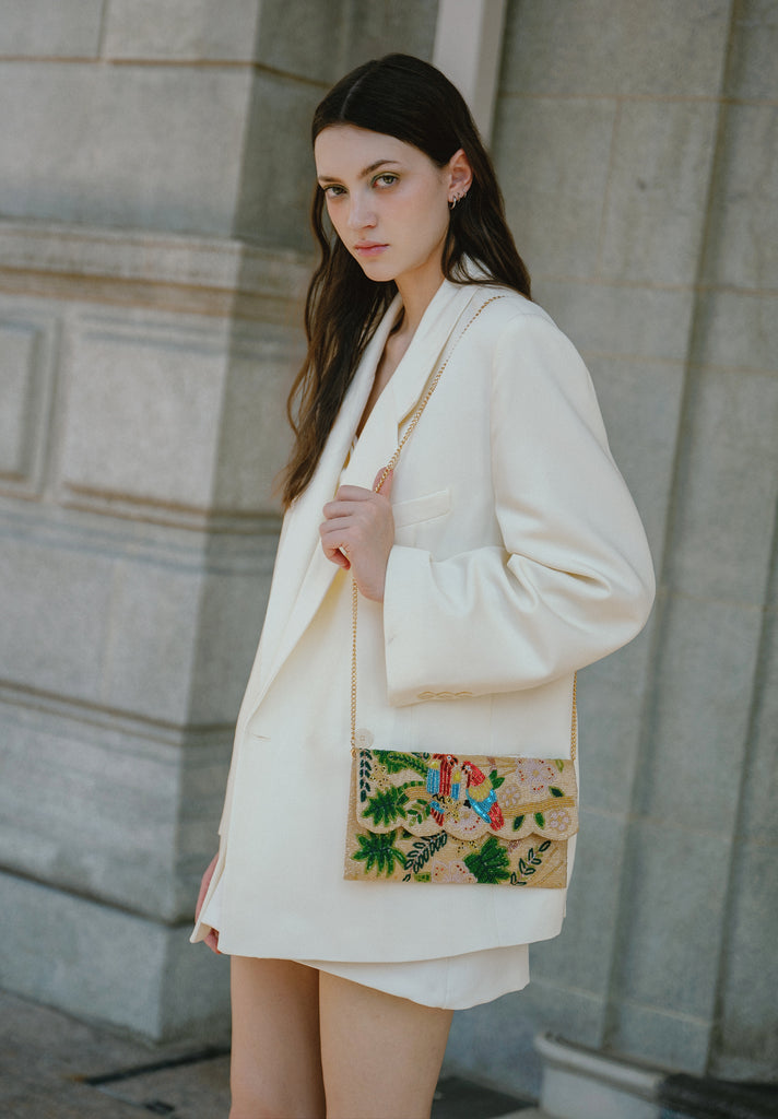 Tropical Beaded Scallop Bag (Preorder)