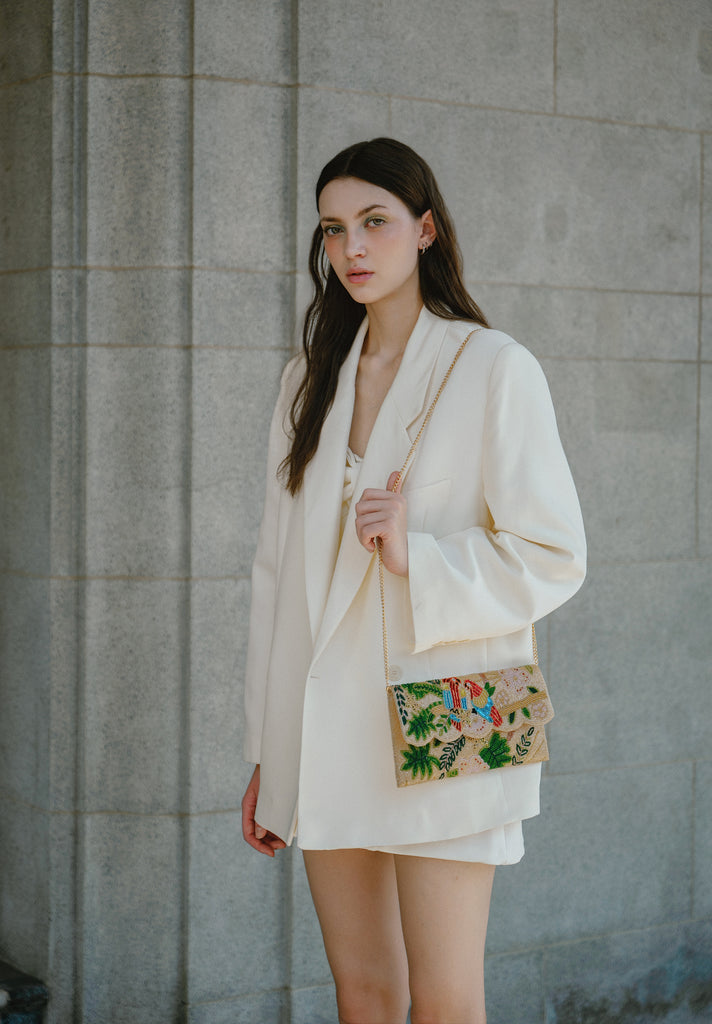 Tropical Beaded Scallop Bag (Preorder)