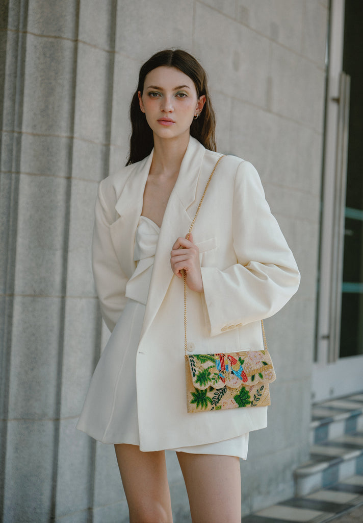 Tropical Beaded Scallop Bag (Preorder)