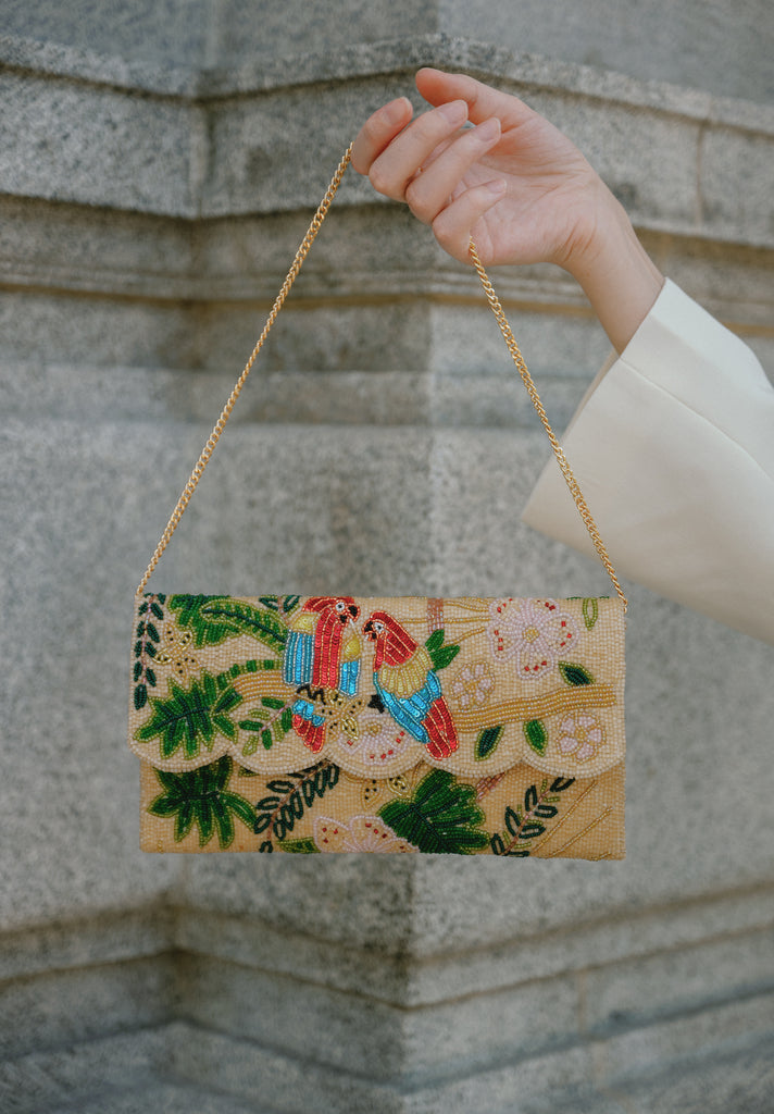 Tropical Beaded Scallop Bag (Preorder)