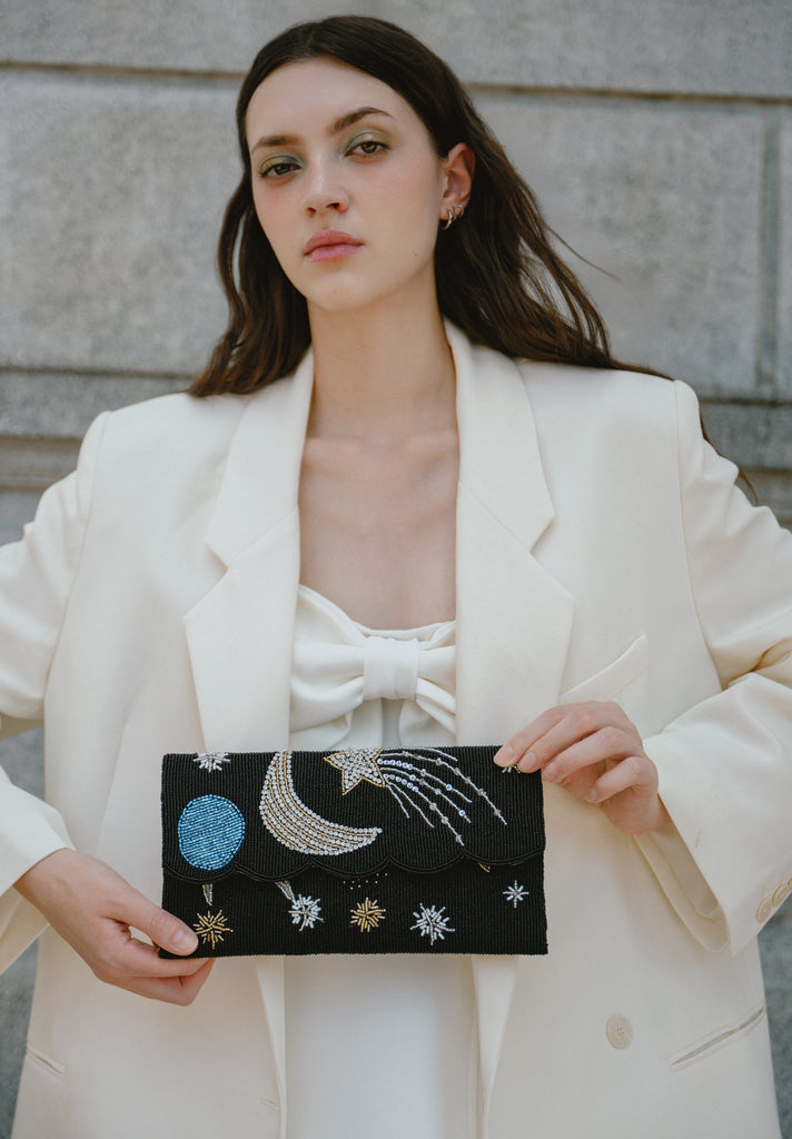 Stars and Moon Beaded Scallop Bag (Preorder)