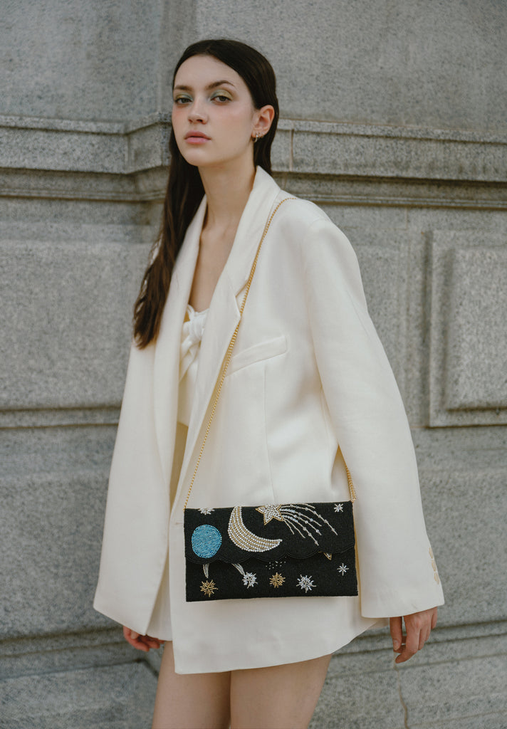 Stars and Moon Beaded Scallop Bag (Preorder)