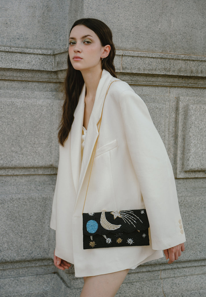 Stars and Moon Beaded Scallop Bag (Preorder)