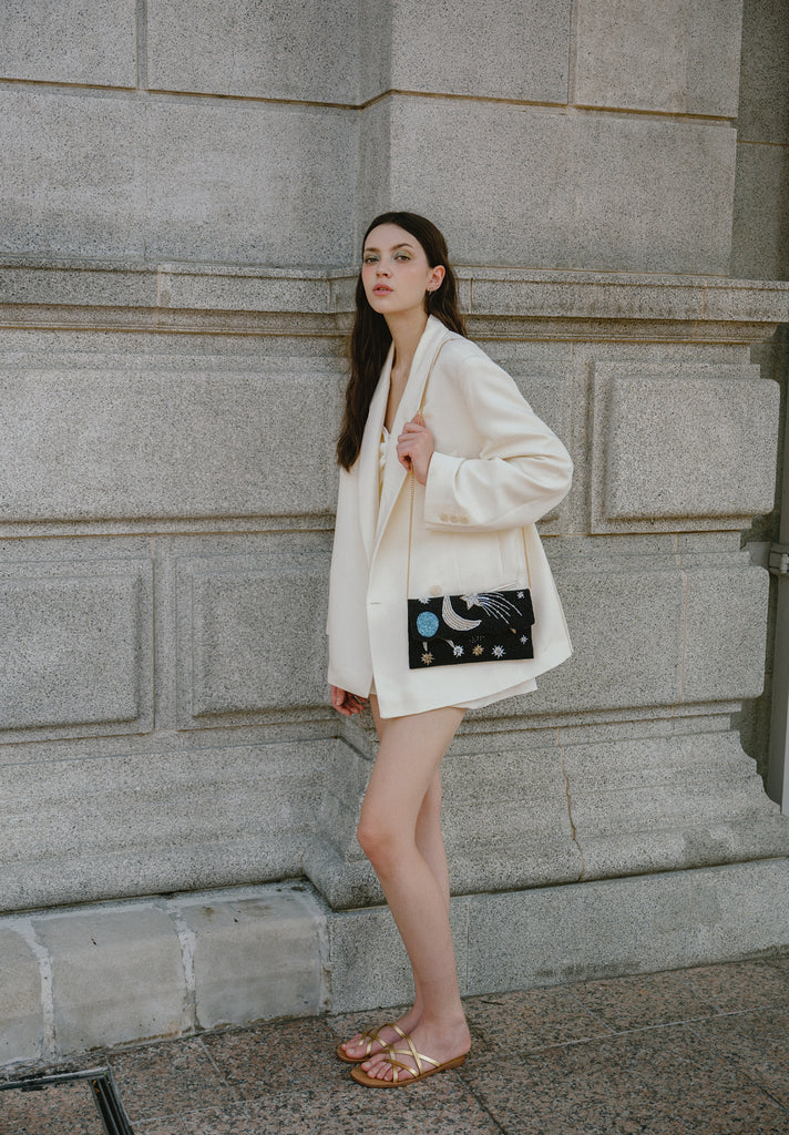 Stars and Moon Beaded Scallop Bag (Preorder)