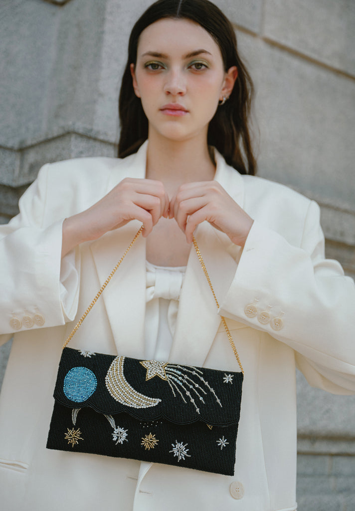 Stars and Moon Beaded Scallop Bag (Preorder)
