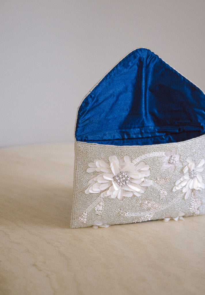 Porcelain Skies Beaded Handbag (Preorder)