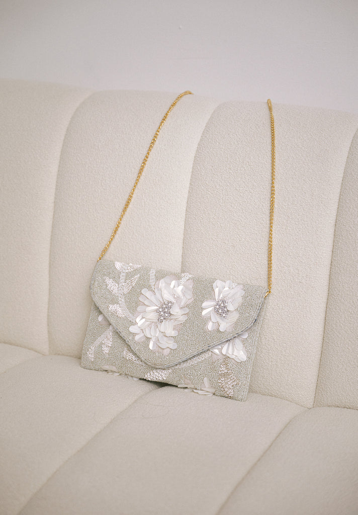 Porcelain Skies Beaded Handbag (Preorder)