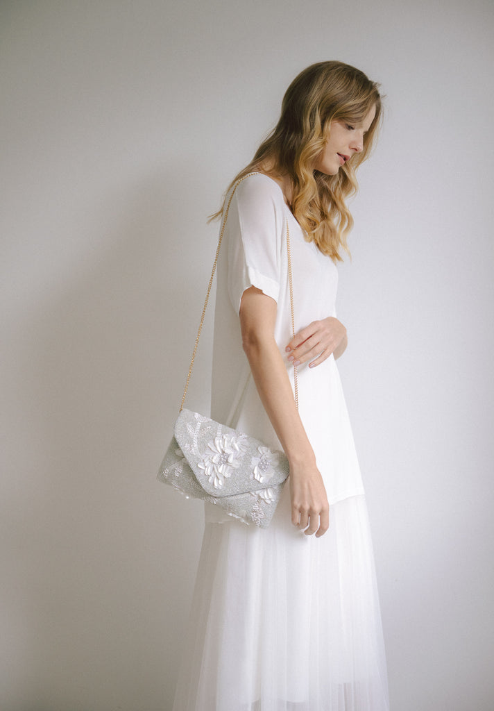 Porcelain Skies Beaded Handbag (Preorder)