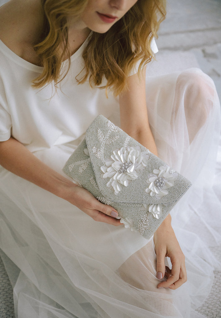 Porcelain Skies Beaded Handbag (Preorder)