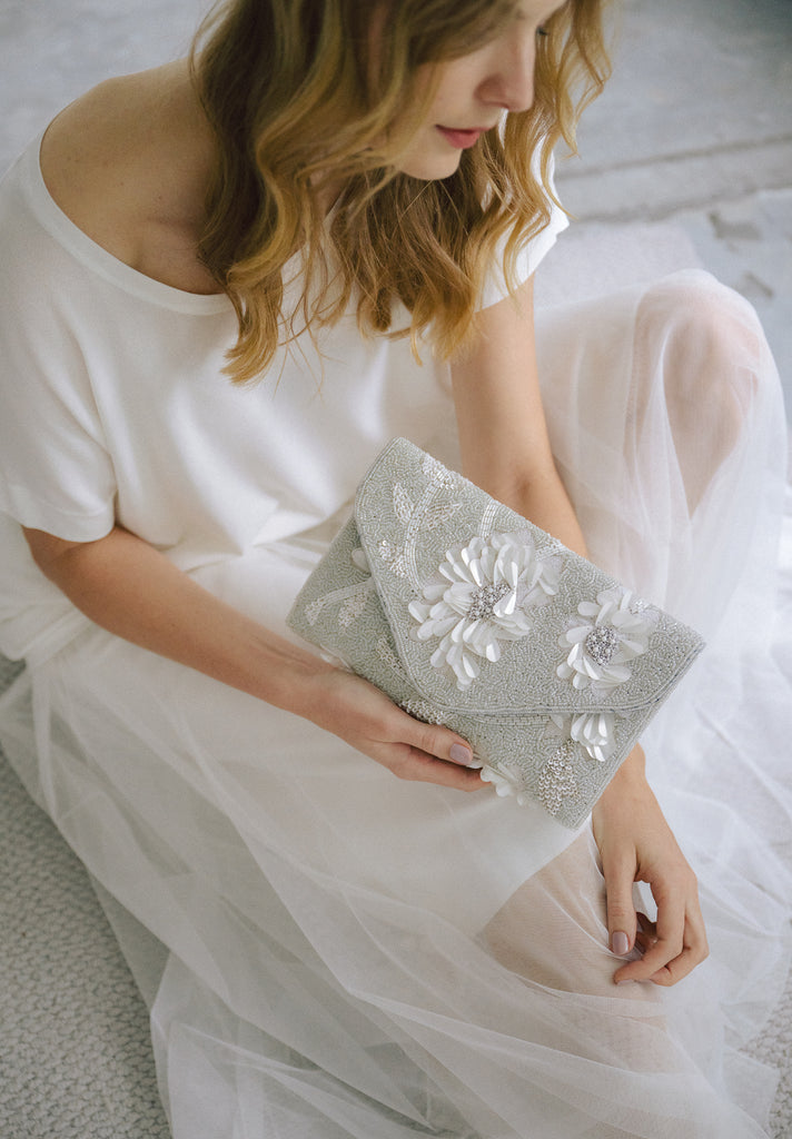 Porcelain Skies Beaded Handbag (Preorder)