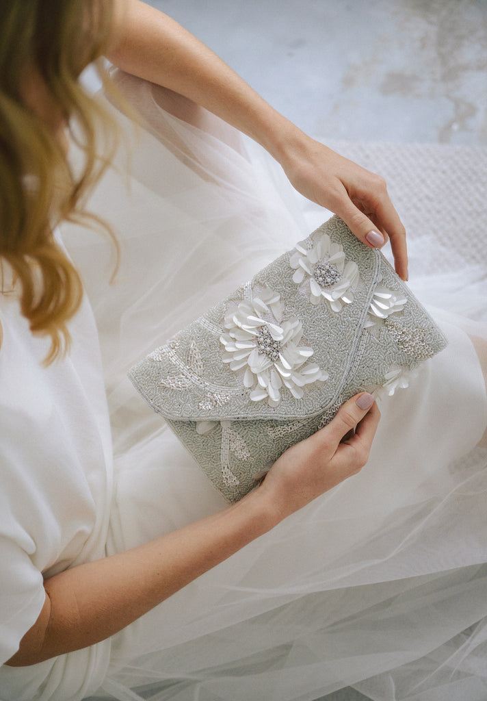 Porcelain Skies Beaded Handbag (Preorder)