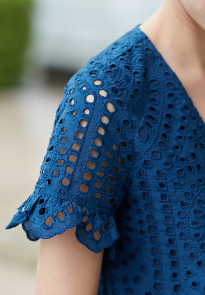 Eyelet V-neck Top