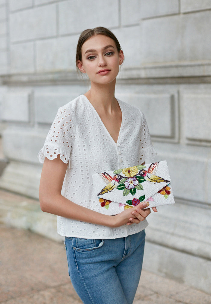 Eyelet V-neck Top (Preorder)