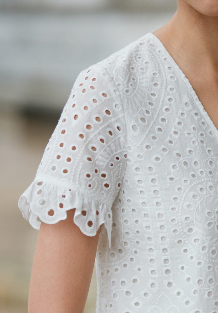 Eyelet V-neck Top (Preorder)