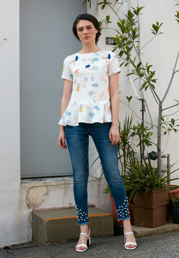 Terrazzo Stories Peplum Top