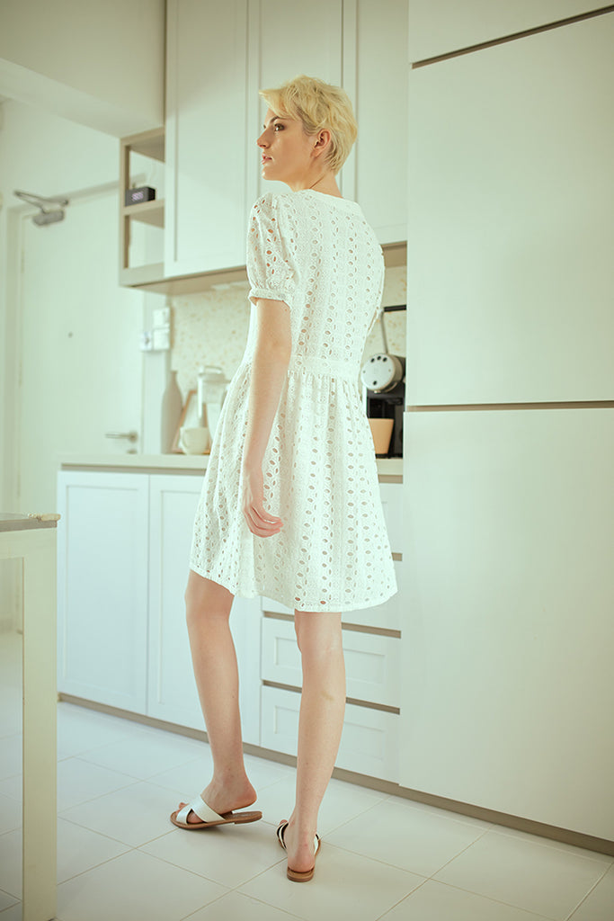 Eyelet Buttoned Dress