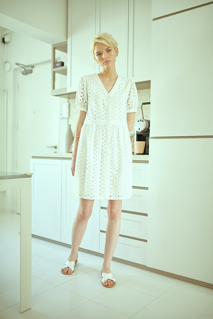 Eyelet Buttoned Dress