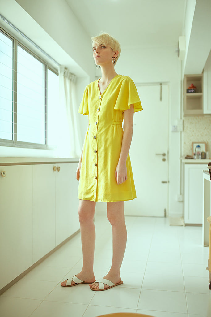 Flutter Sleeved Button Dress