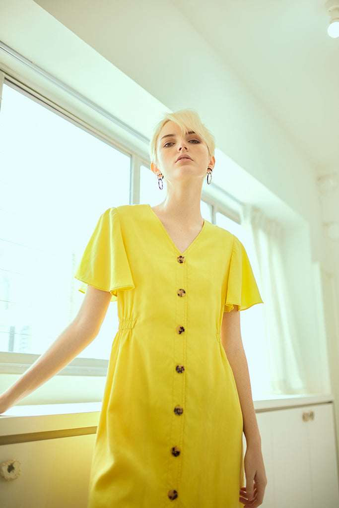Flutter Sleeved Button Dress