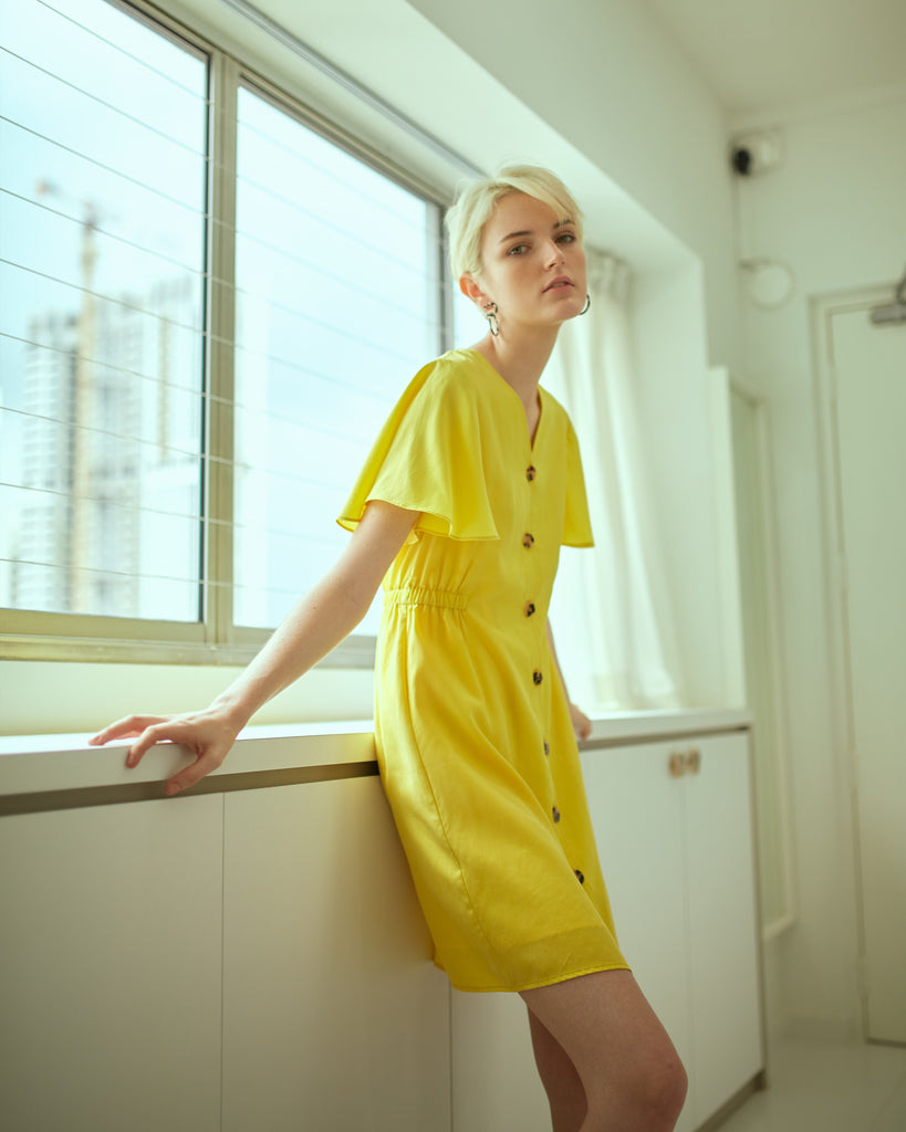 Flutter Sleeved Button Dress