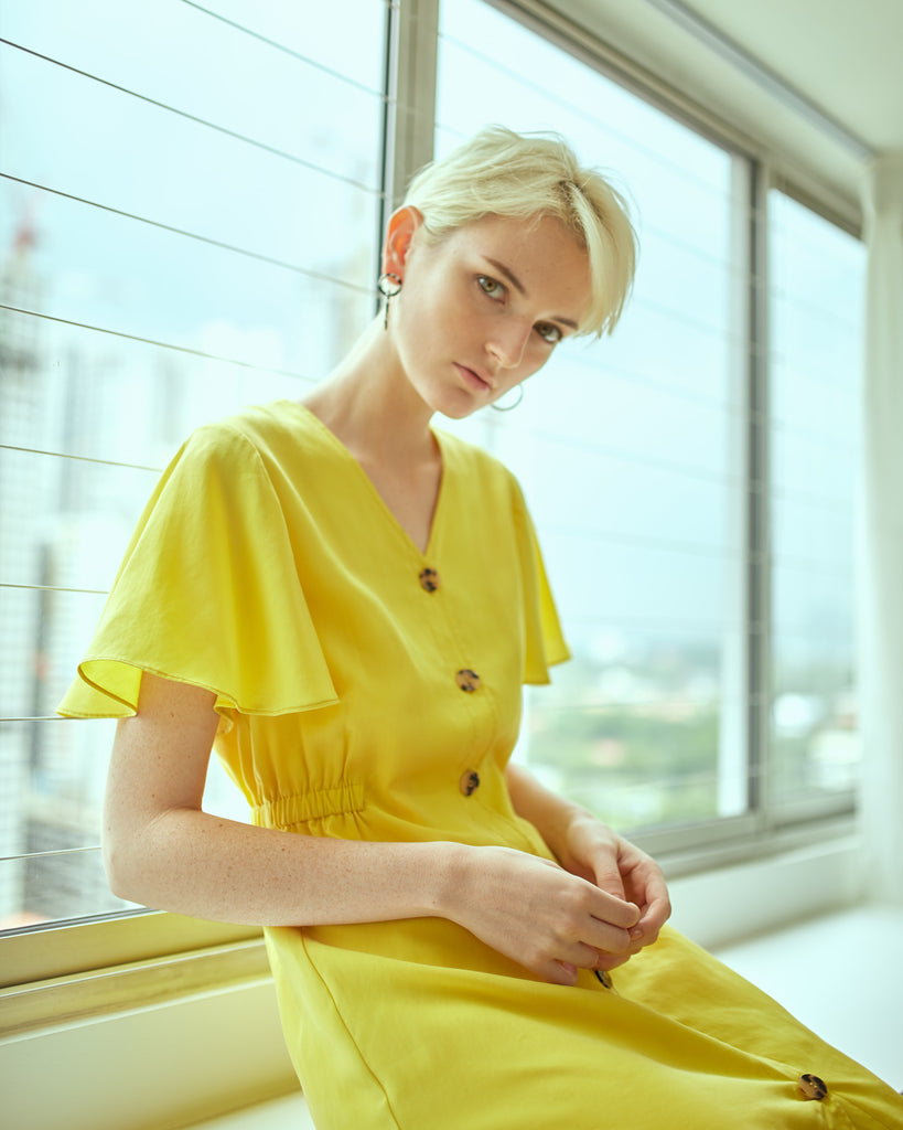 Flutter Sleeved Button Dress