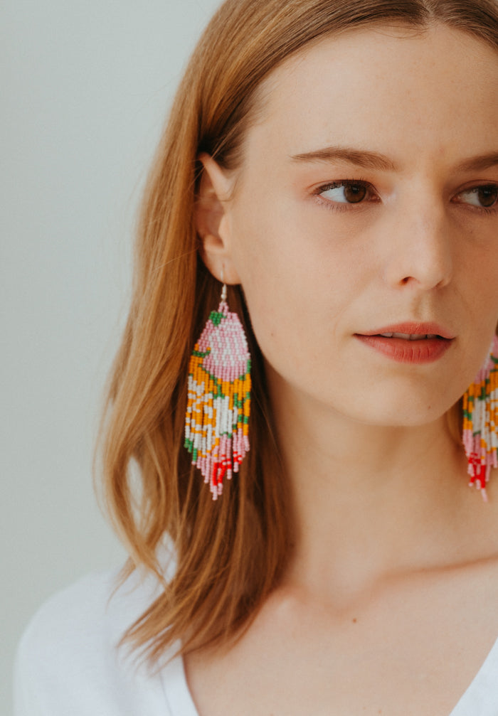 The Sun Rises Beaded Chandelier Earrings