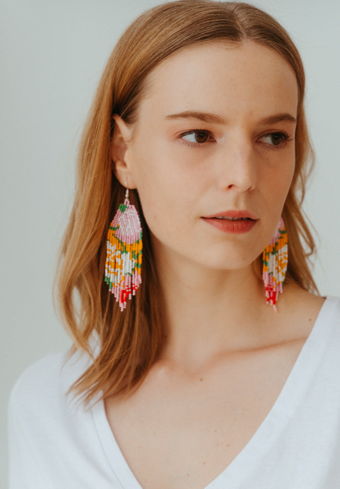 The Sun Rises Beaded Chandelier Earrings