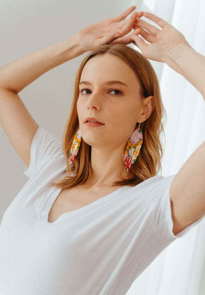 The Sun Rises Beaded Chandelier Earrings