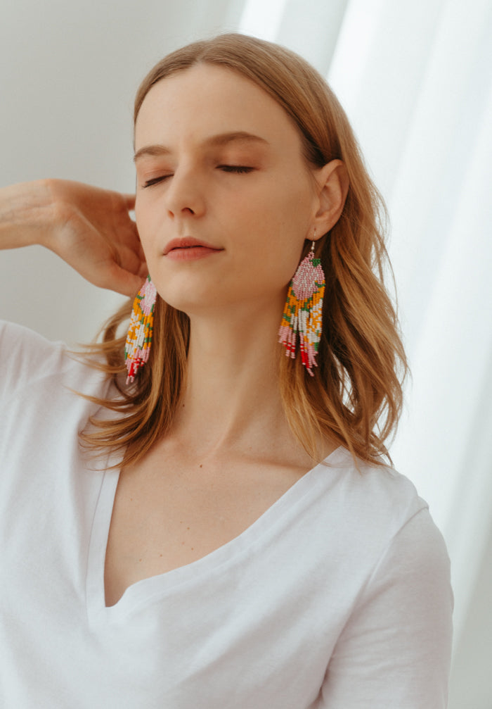 The Sun Rises Beaded Chandelier Earrings