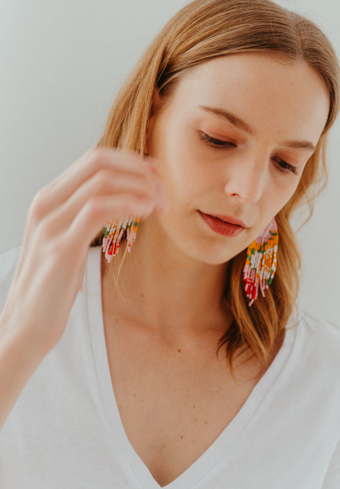The Sun Rises Beaded Chandelier Earrings
