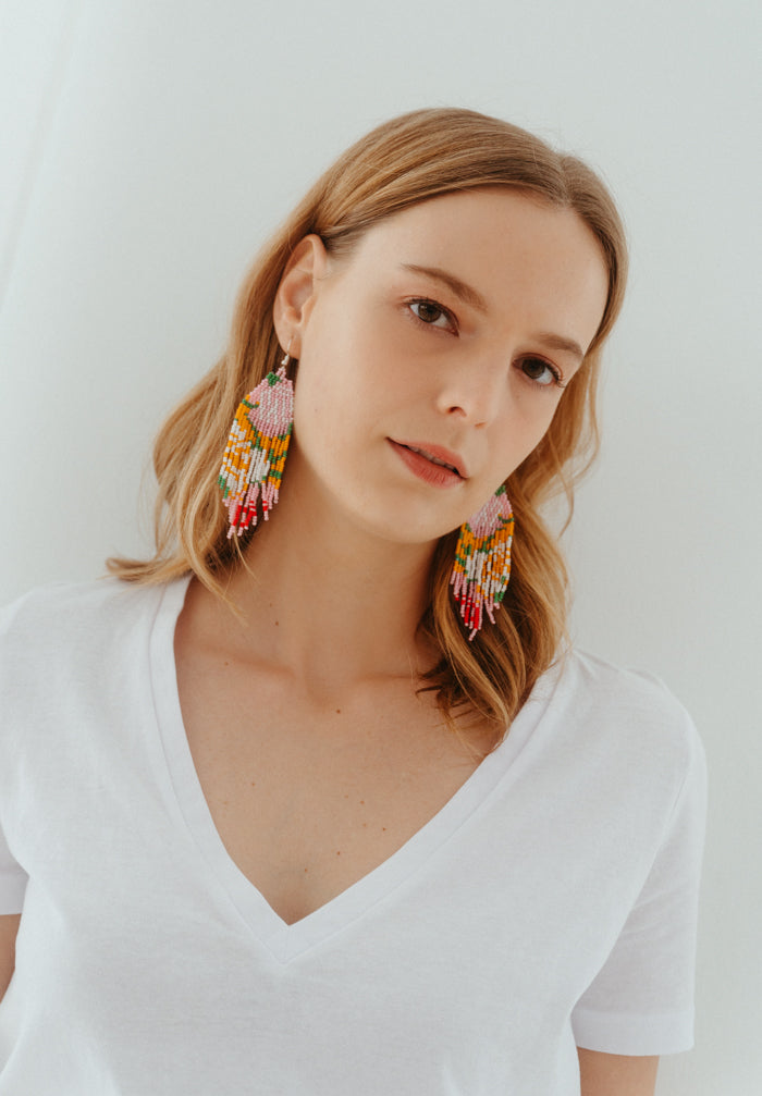 The Sun Rises Beaded Chandelier Earrings