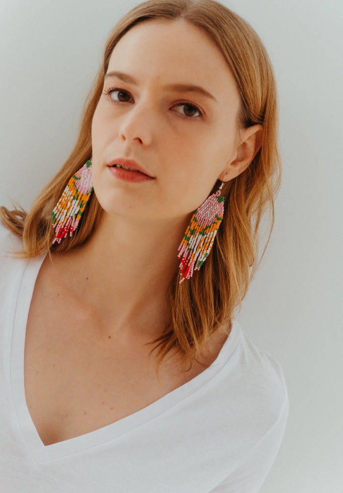 The Sun Rises Beaded Chandelier Earrings