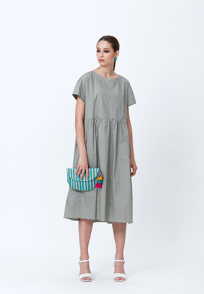 RIBBONED TRAPEZE DRESS