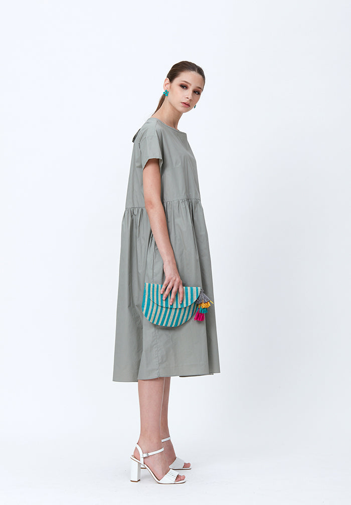 RIBBONED TRAPEZE DRESS