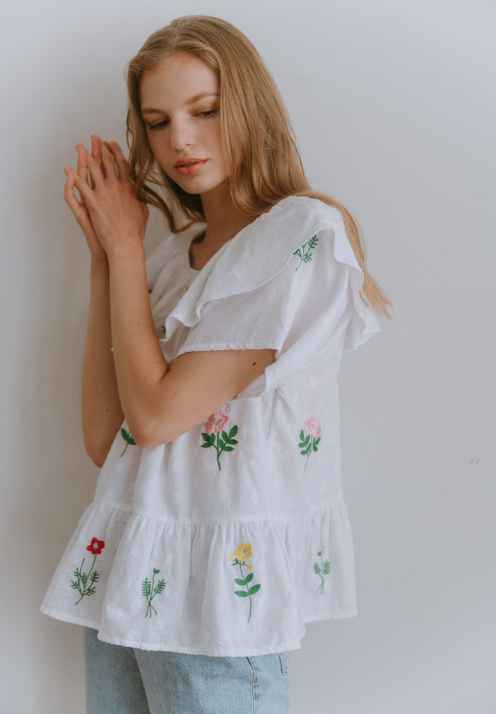 Posies Embroidered Top